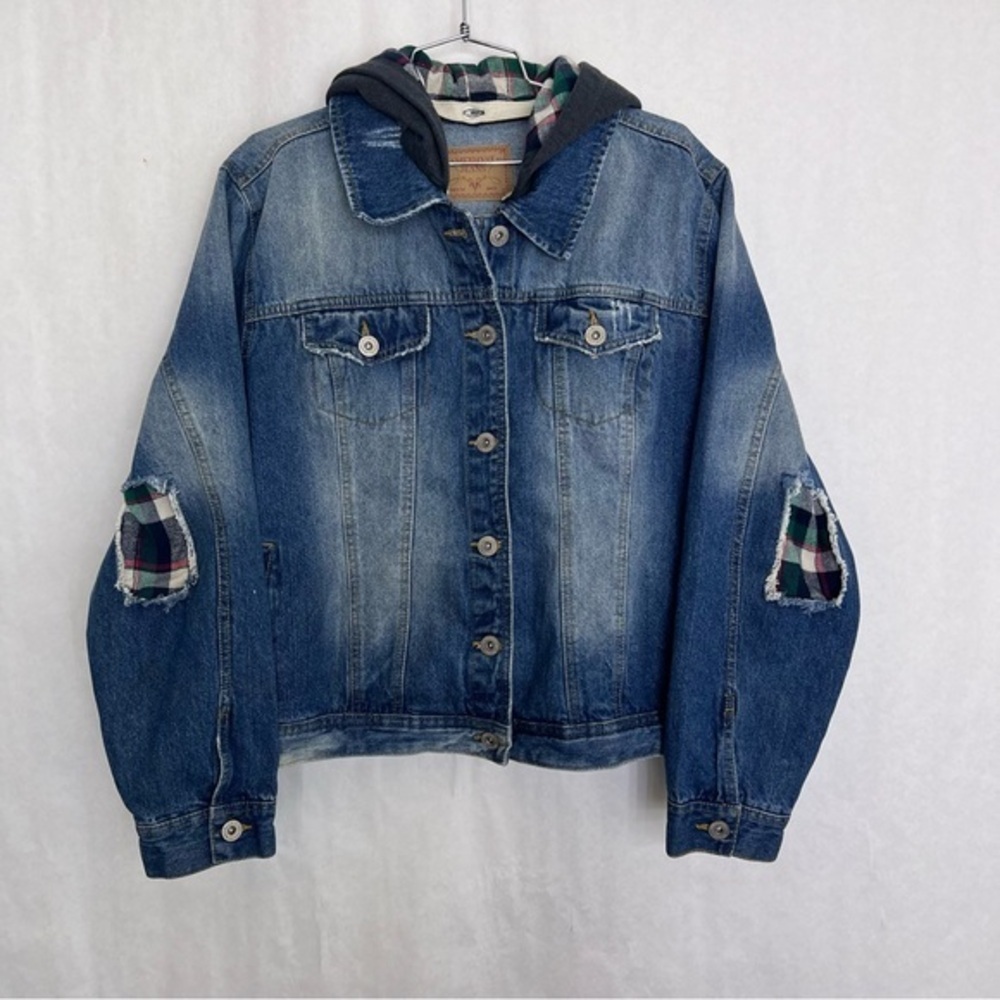 Amethyst Jeans Jean Jacket with Flannel Accents 2X
